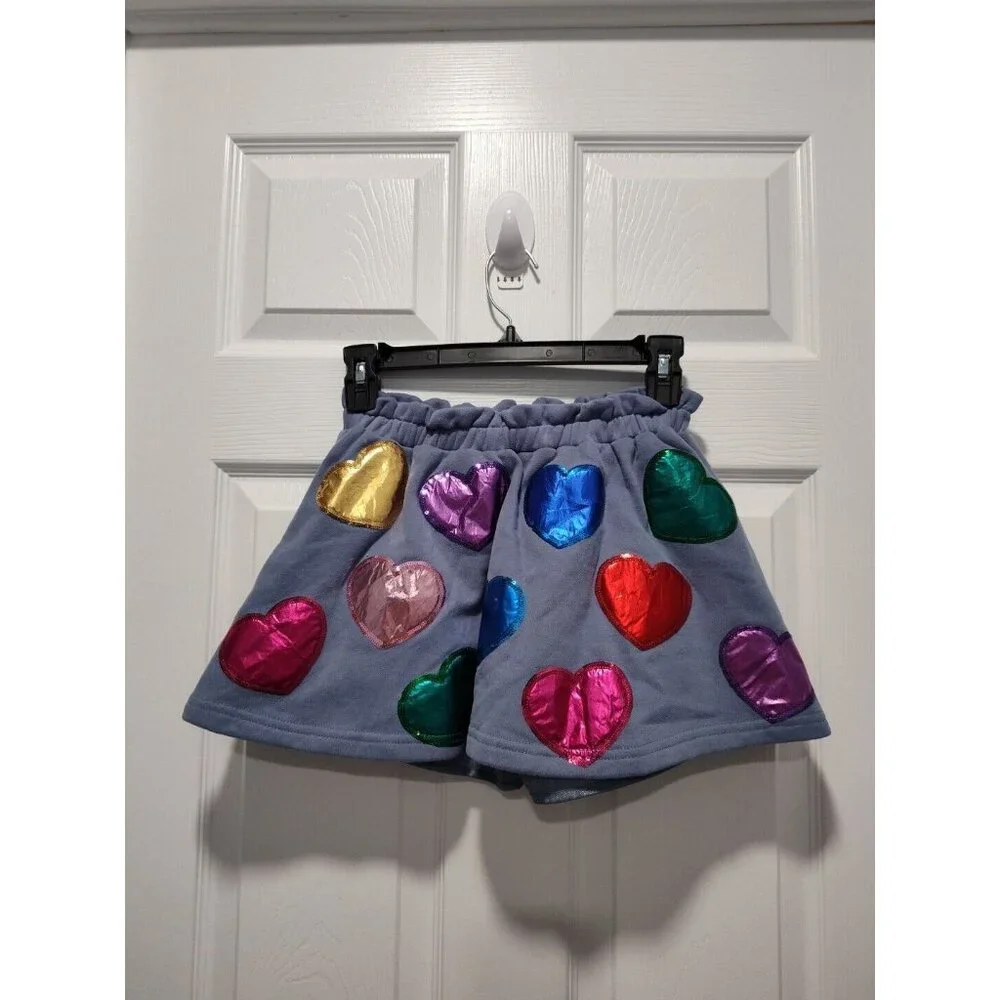 QUEEN OF SPARKLES Foil Heart Skort❤️💜💚💙🩷 10 Med - Picture 2 of 11